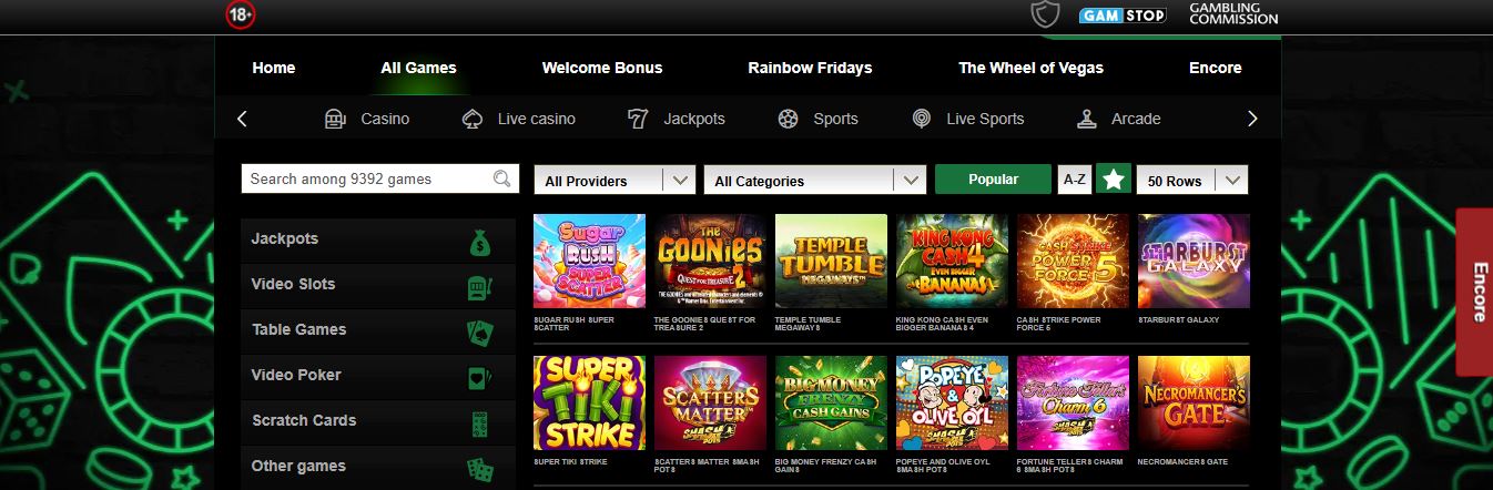 Search through thousands of casino games by provider